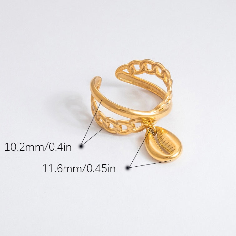 Oval shell charm ring