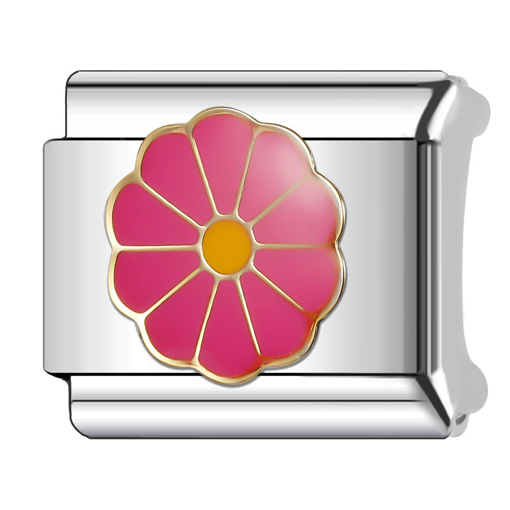 Pink flower style 2 italian charm