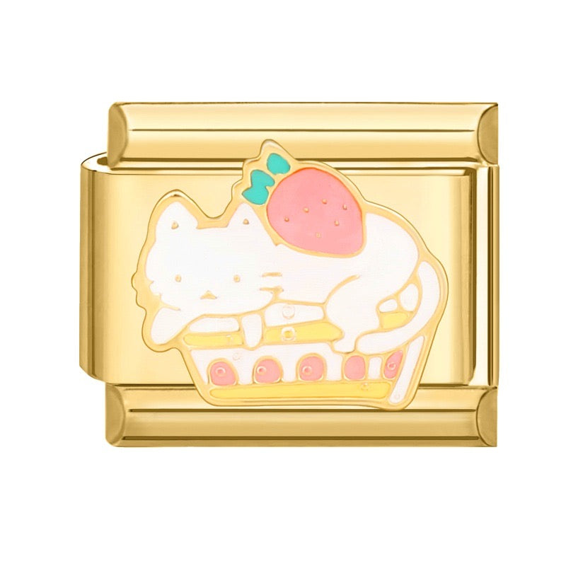 Strawberry cat italian charm