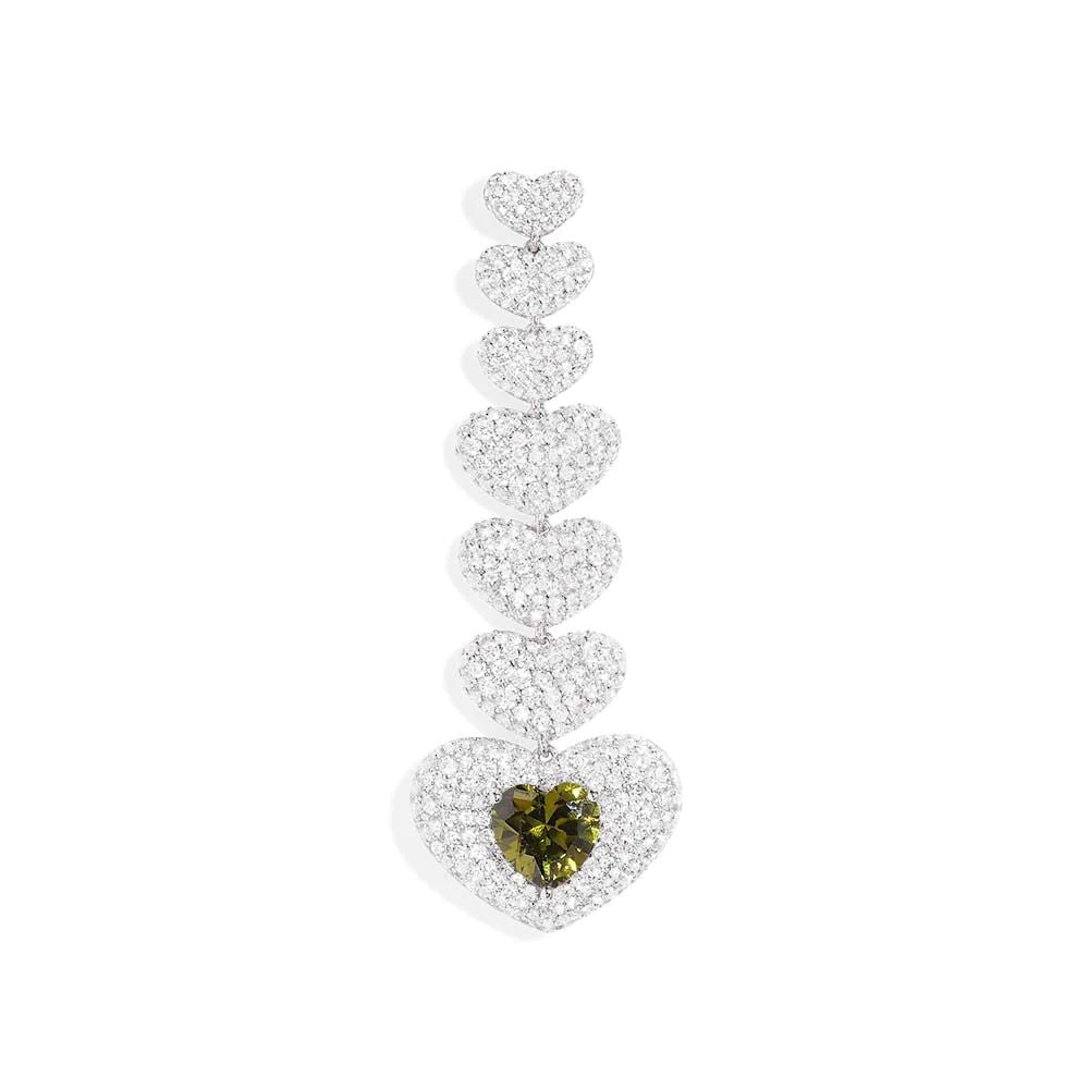 Bubble green heart single stud -LUXE