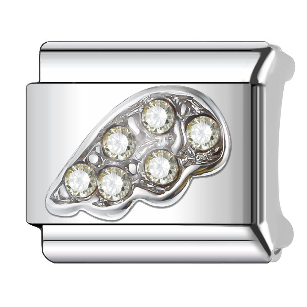 Bedazzled angel wing Italian charm