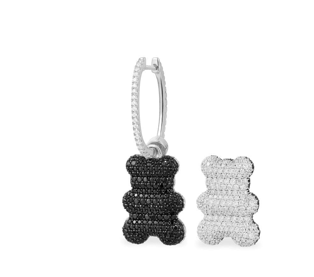 Black / white teddy earring -LUXE