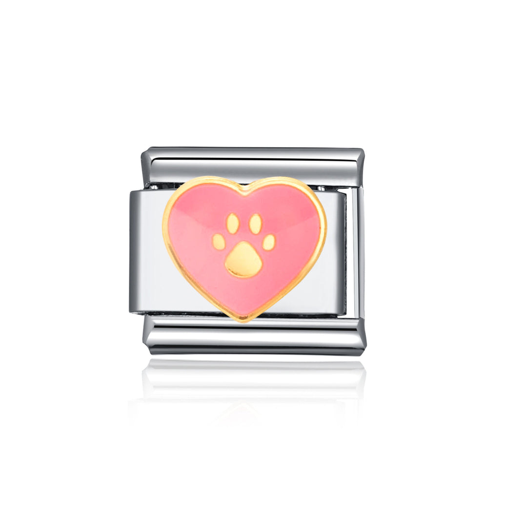 Pink heart paw italian charm