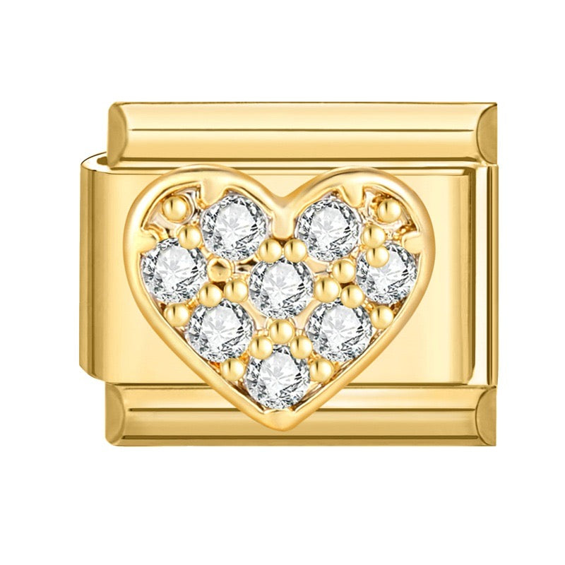 Bedazzled heart italian charm