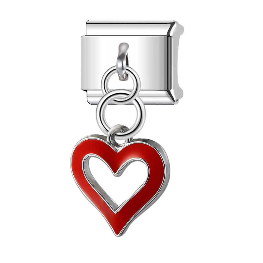 Red heart pendant italian charm