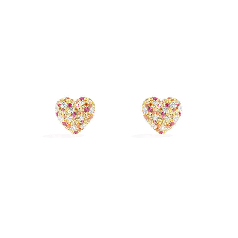 Bubbly heart stud earrings gold -LUXE