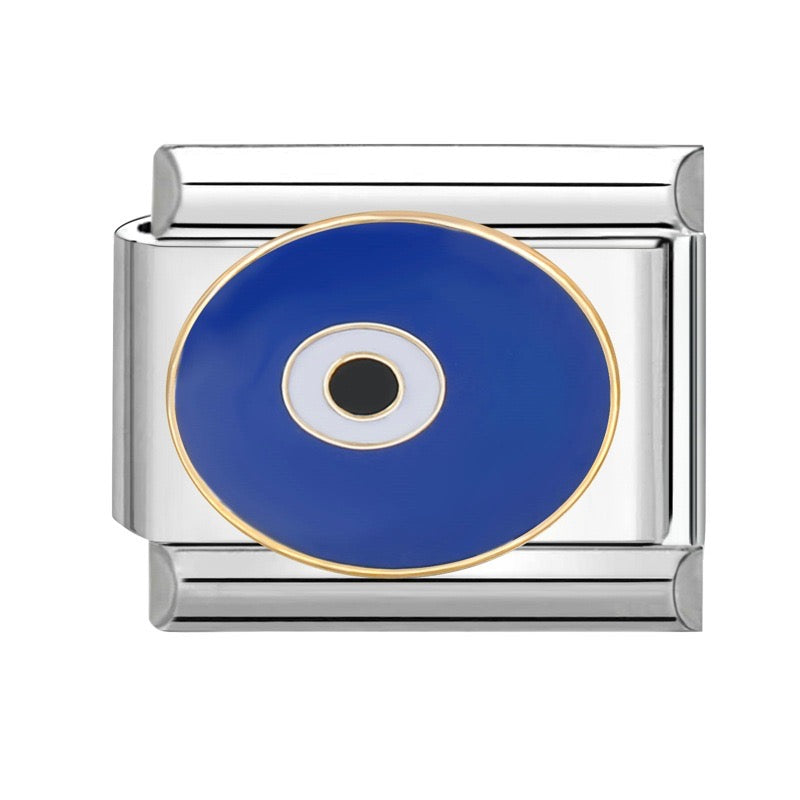 Blue round Evil eye italian charm