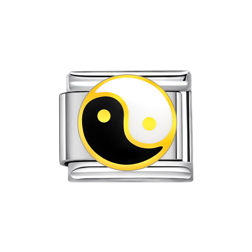 Silver yin yang italian charm