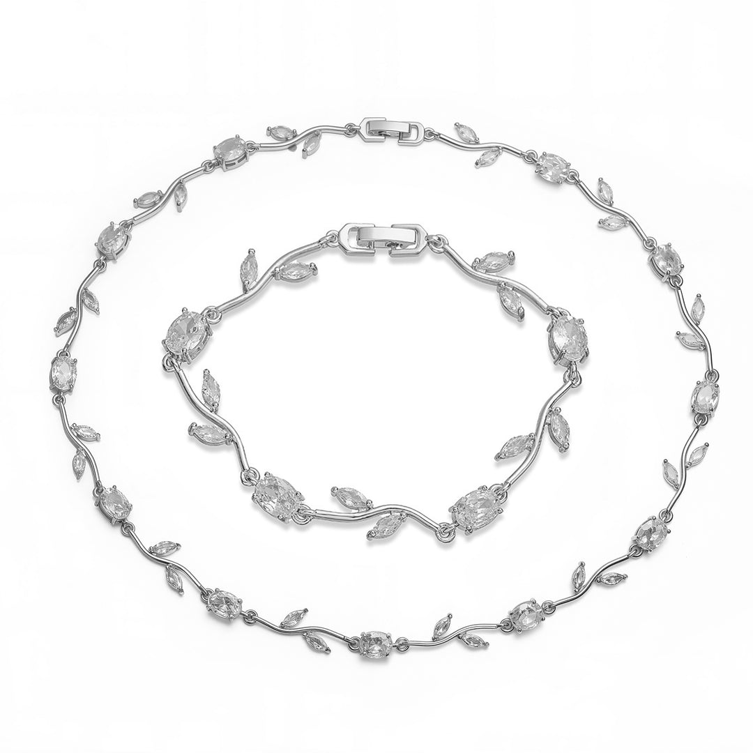 White tulip set ( bracelet + necklace ) - silver ( pre - order )