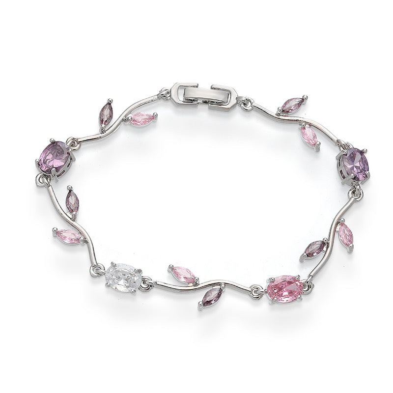 Pink and purple tulip bracelet - silver ( pre-order )