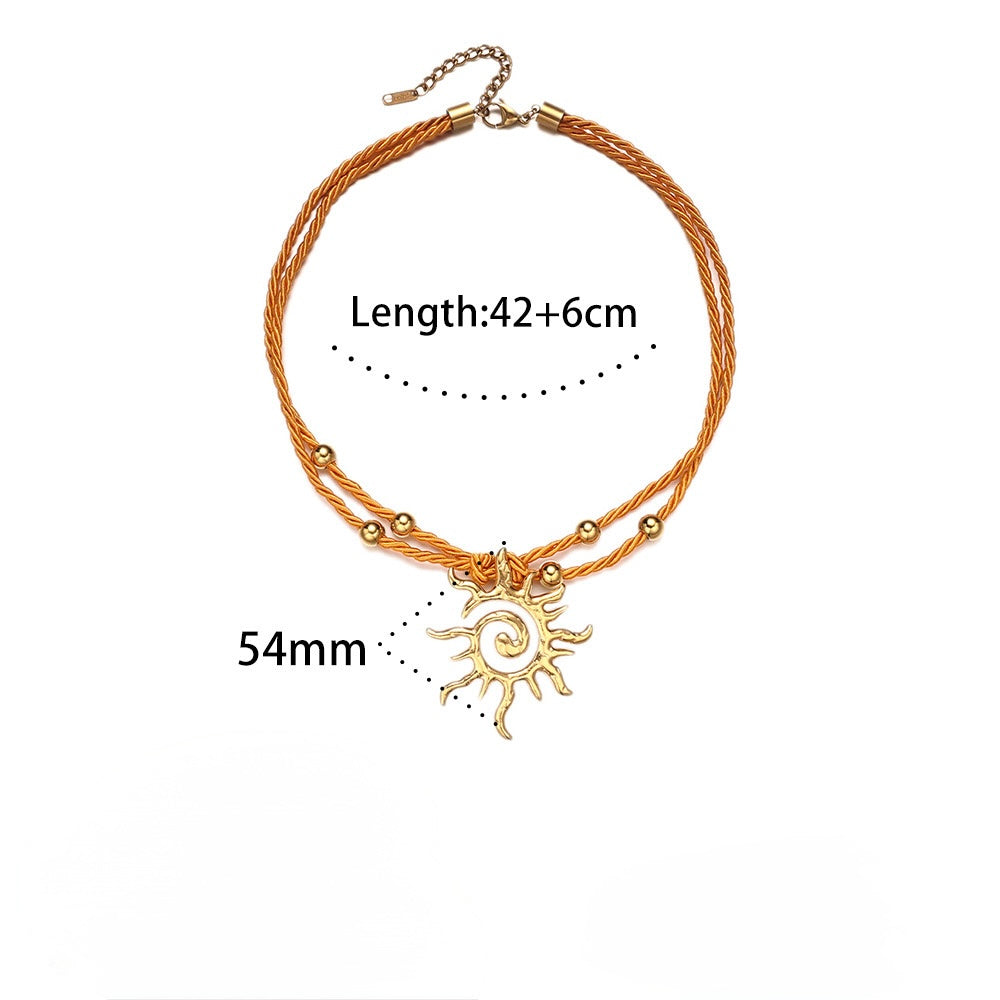 Orange sun rope necklace