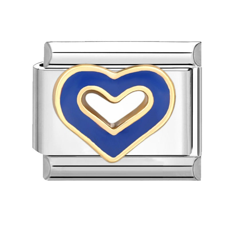 Empty blue heart italian charm