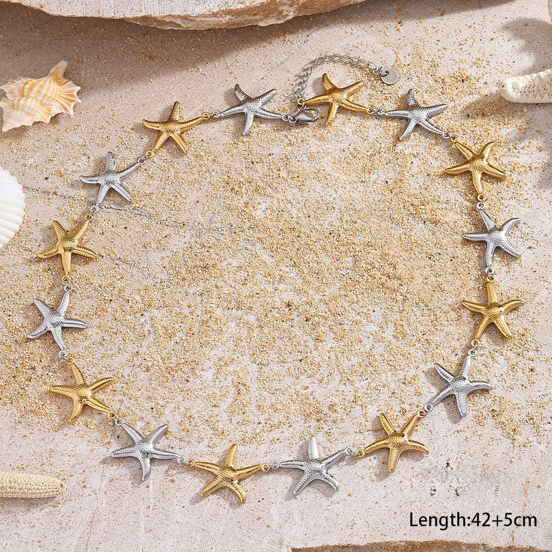 Mix starfish link necklace