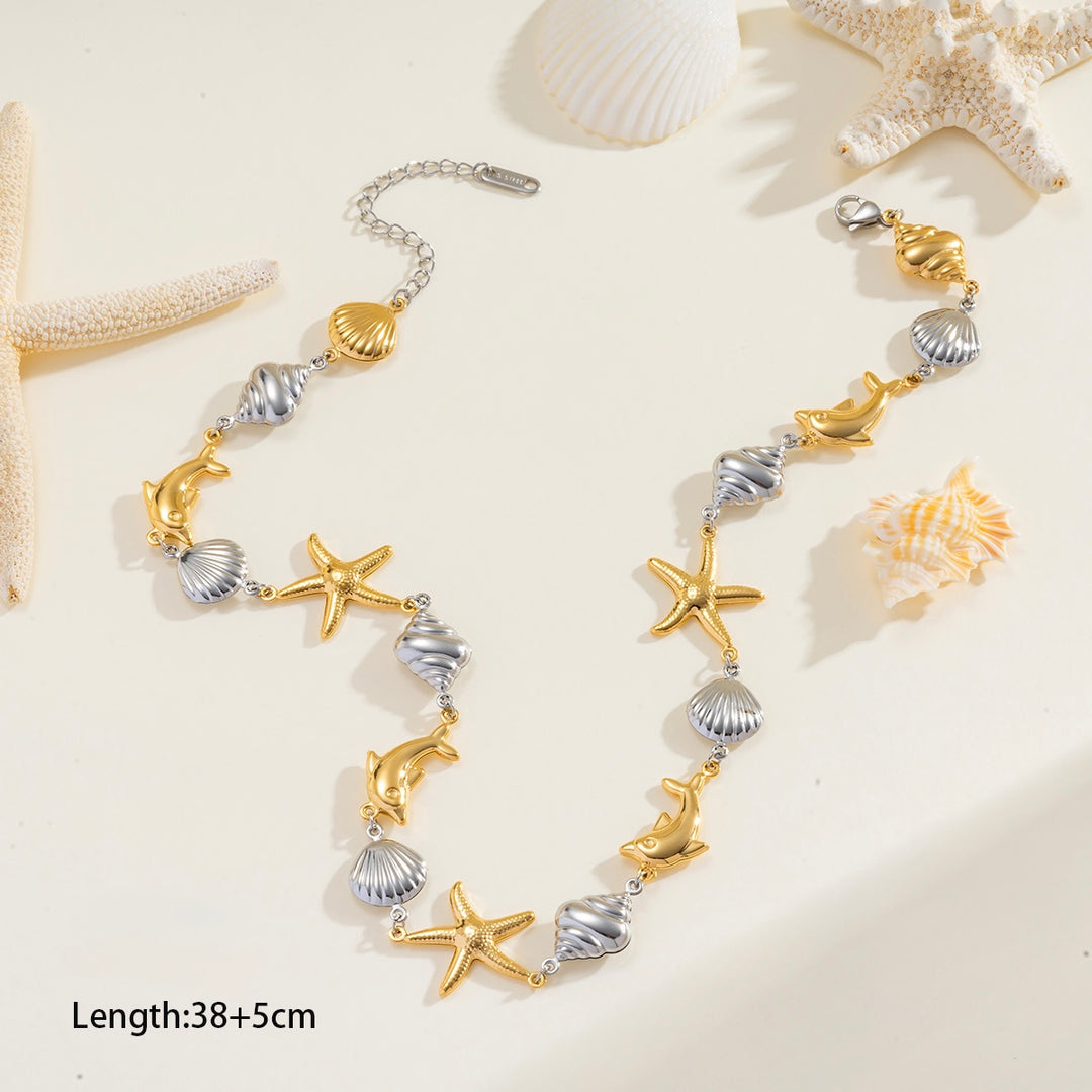 Mix ocean creatures linked necklace