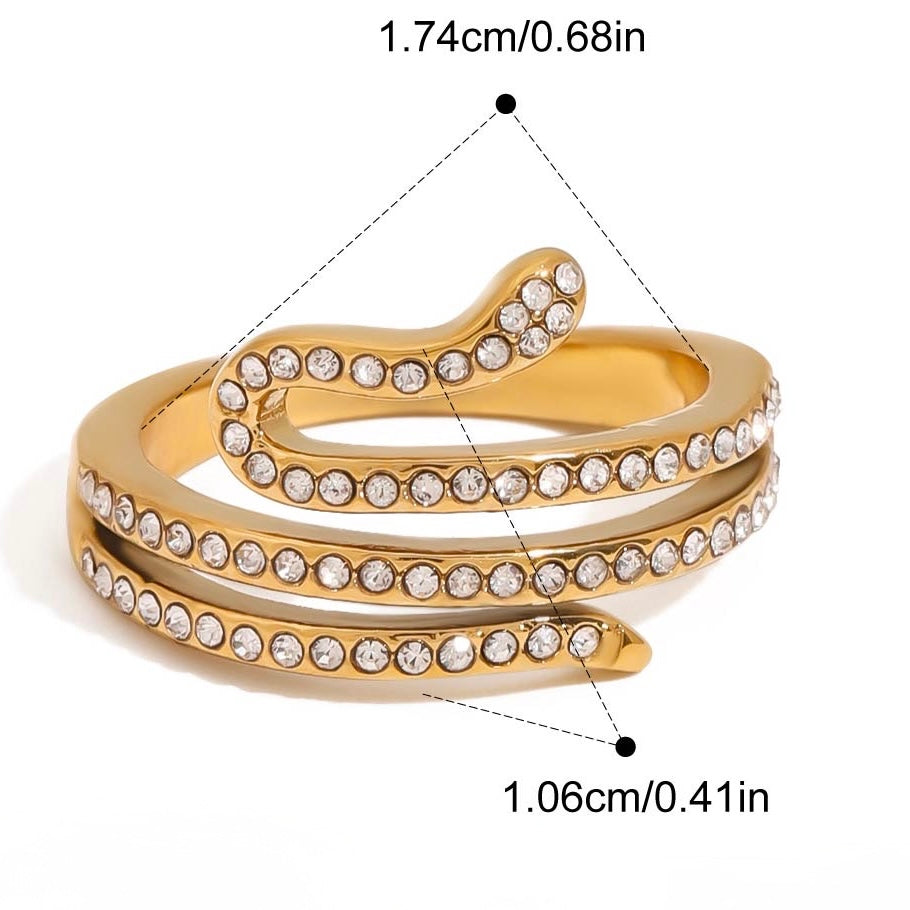 Layered snake bling ring