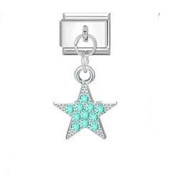 Turquoise bling star pendant Italian charm