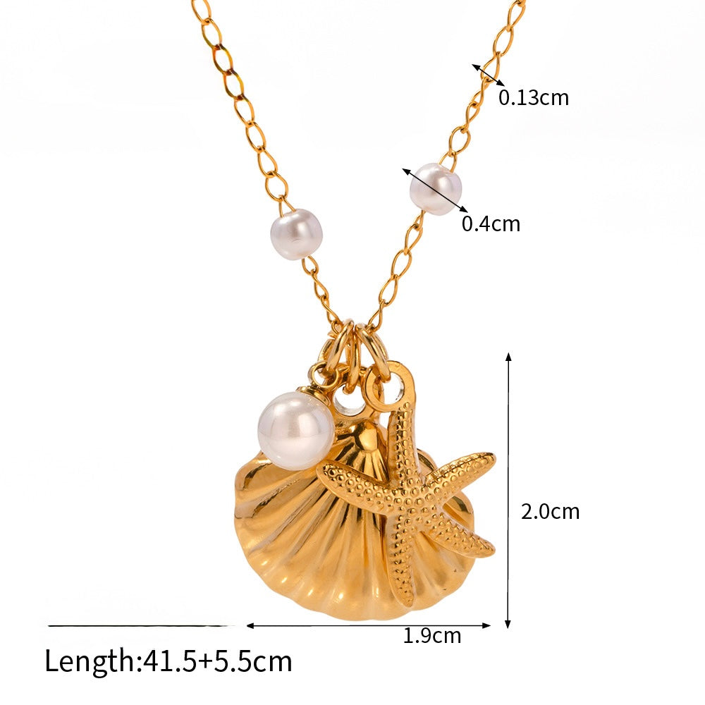 Ocean pearl tryple pendant necklace
