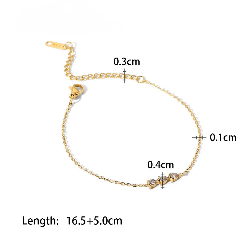 Dainty triple pear bracelet