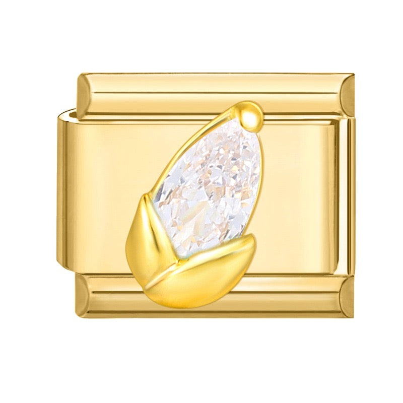 Crystal white tulip italian charm