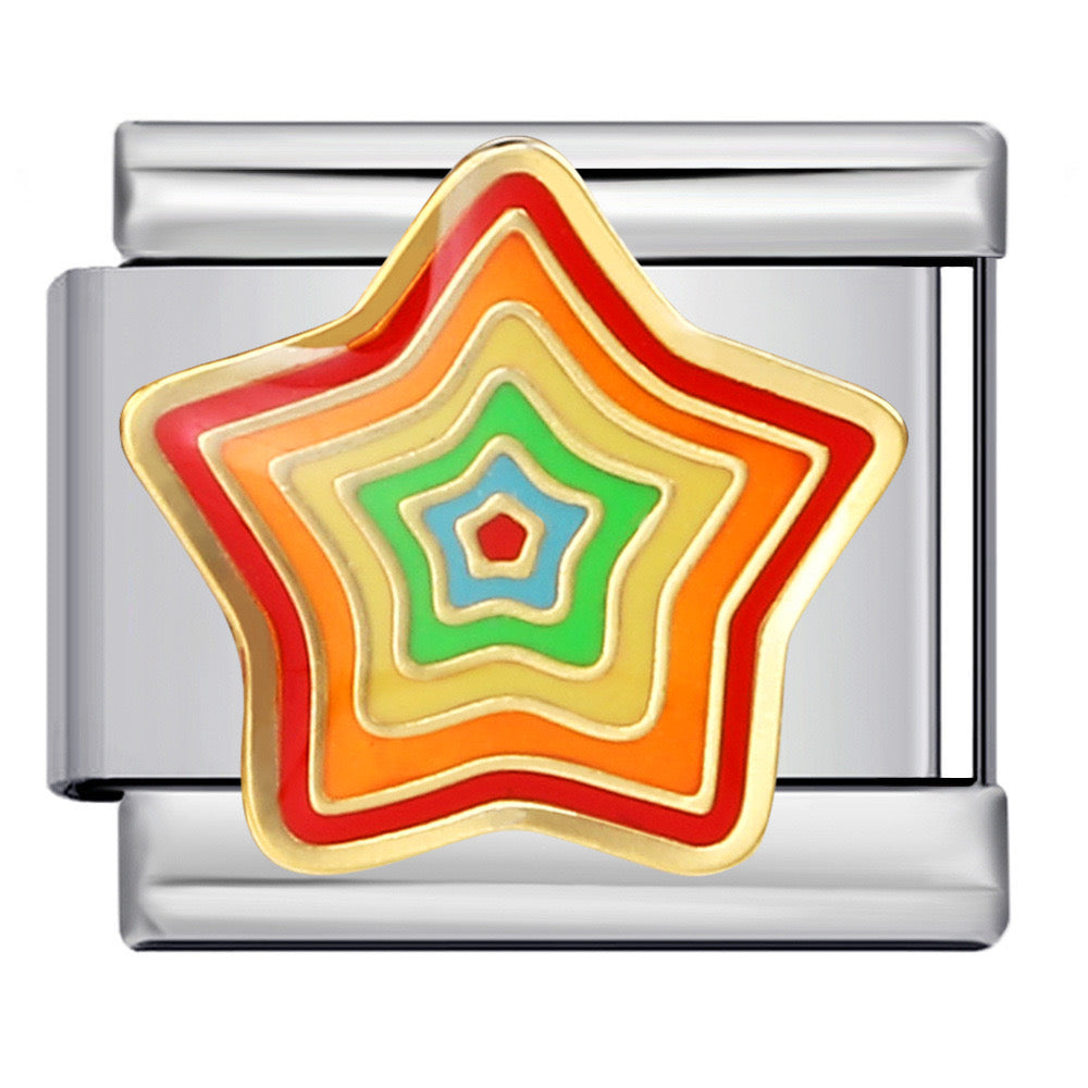 Rainbow power star italian charm