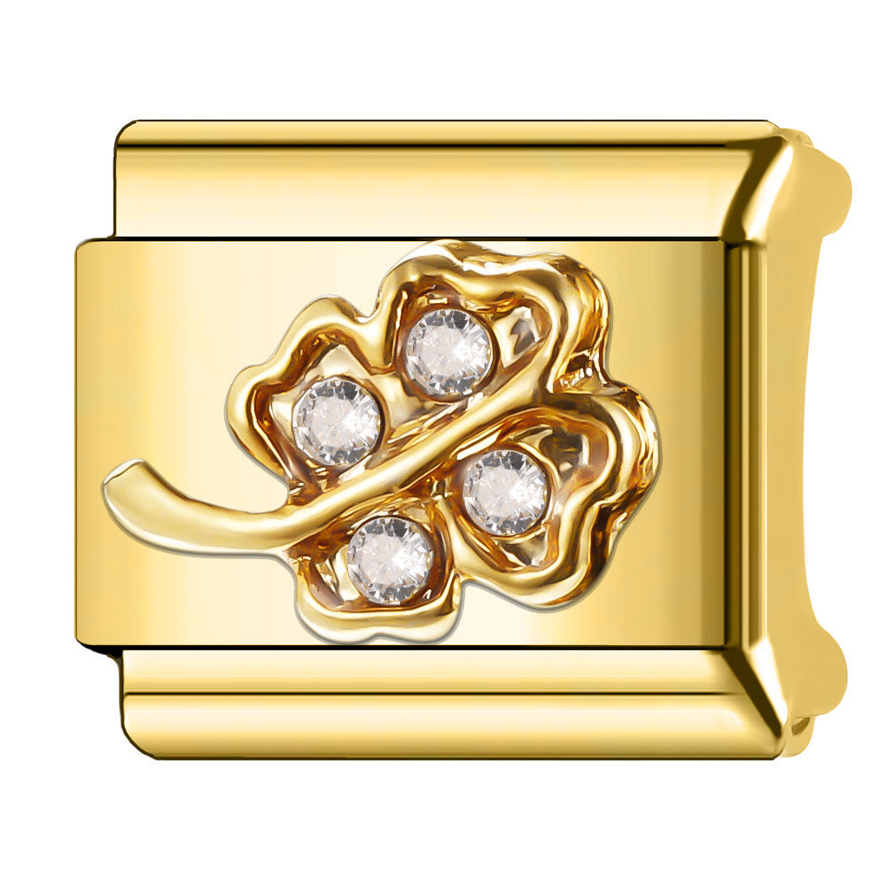 Golden lucky flower italian charm