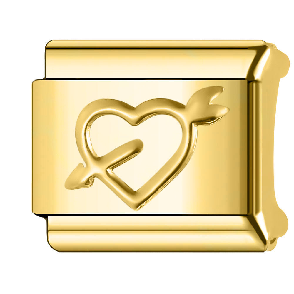 Golden arrow heart italian charm
