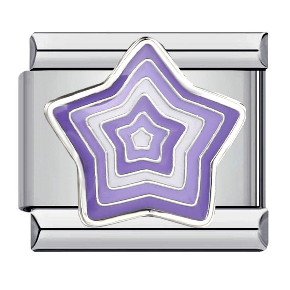 Purple power star in silver italian charm