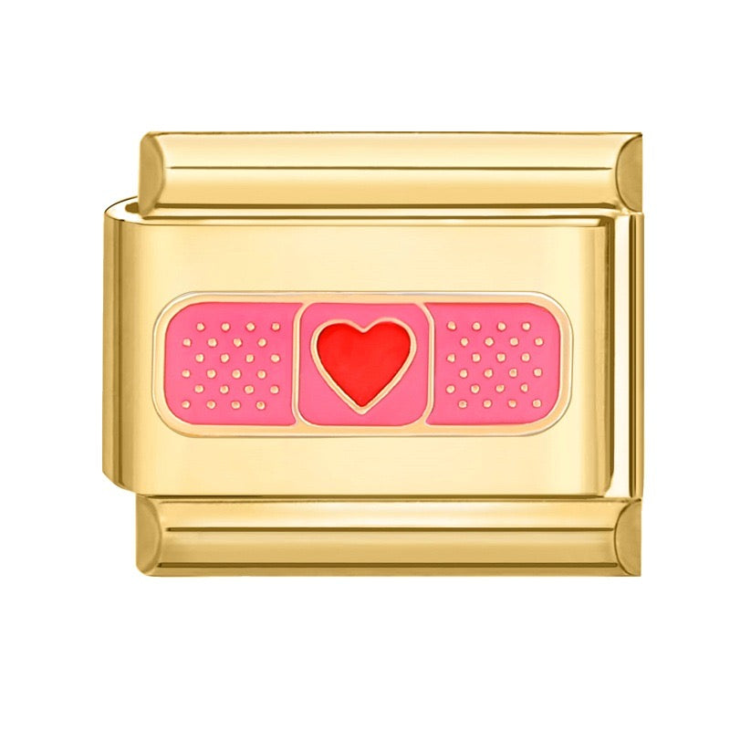 Heart bandage in gold italian charm