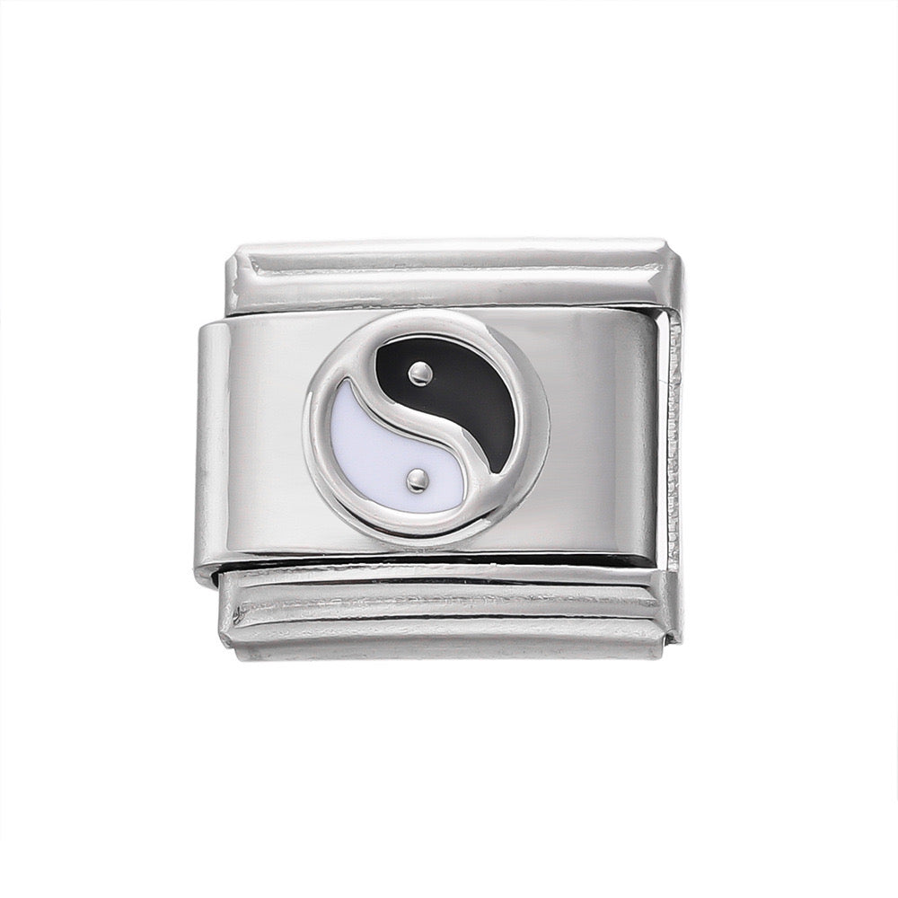 Yin yang silver italian charm