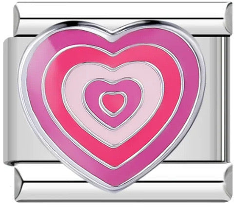 Pink power heart italian charm