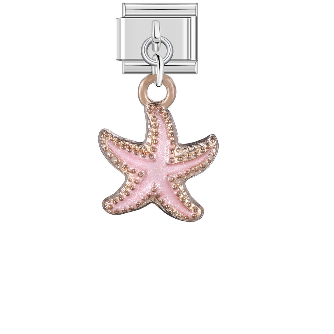 Pink starfish pendant italian charm