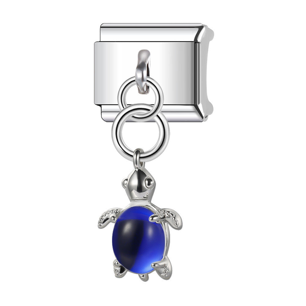Royal blue turtle pendant italian charm