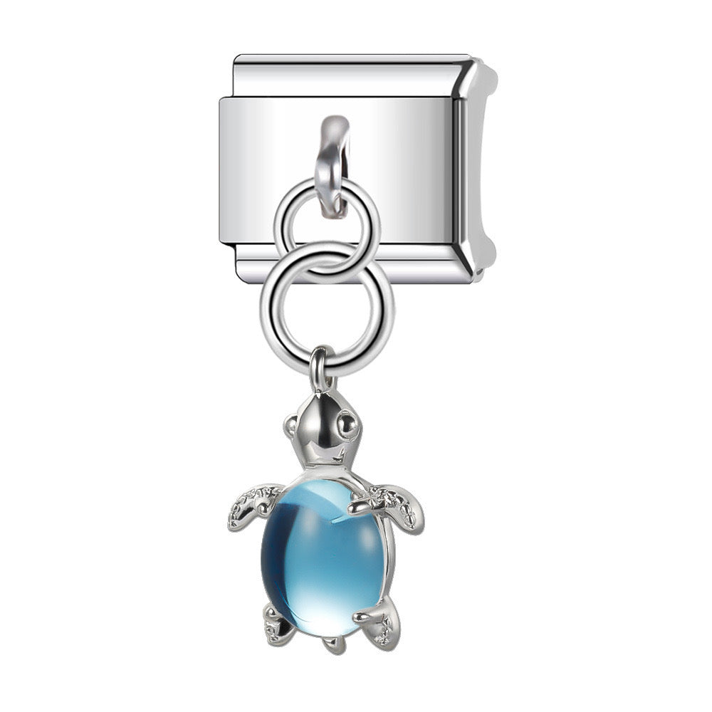 Light blue turtle pendant italian charm