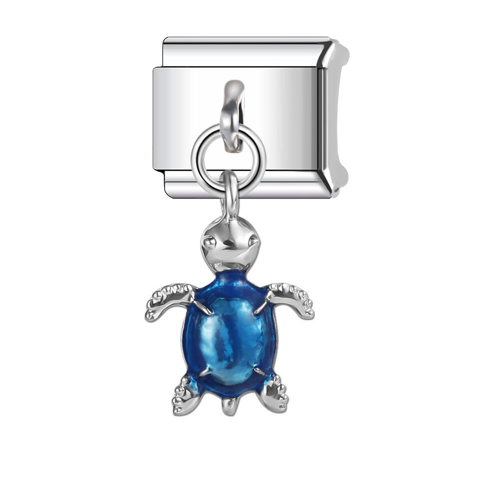 Dark blue turtle pendant italian charm
