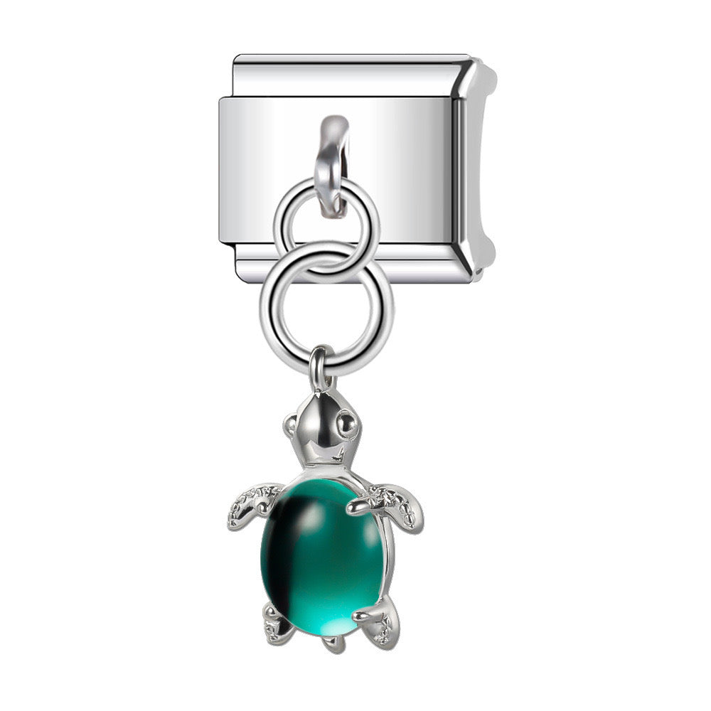 Emerald green turtle pendant italian charm