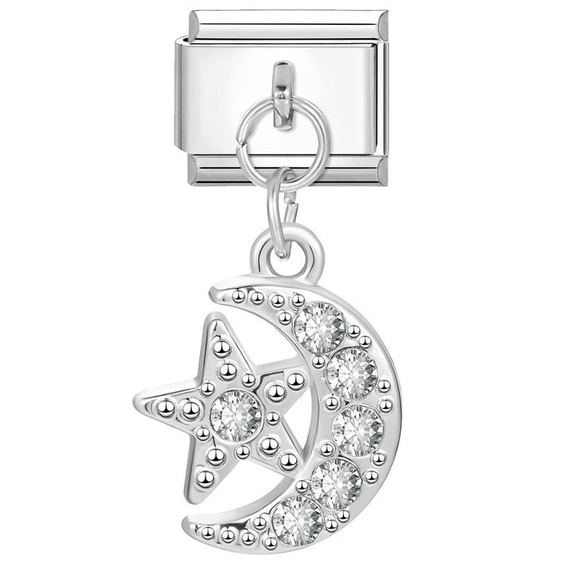 Moon and star pendant italian charm