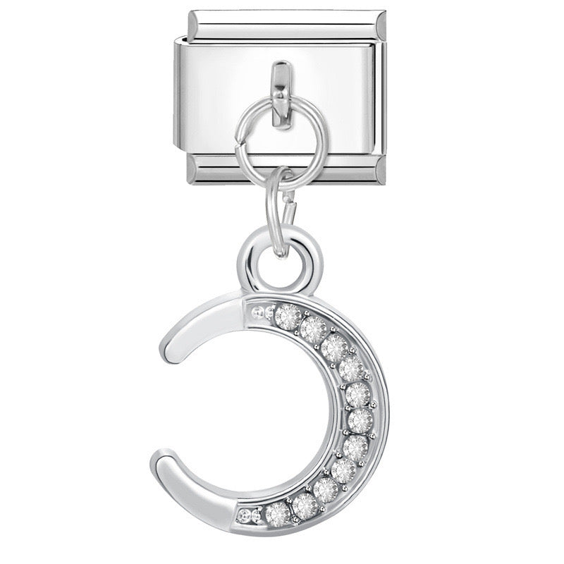 White moon pendant Italian charm