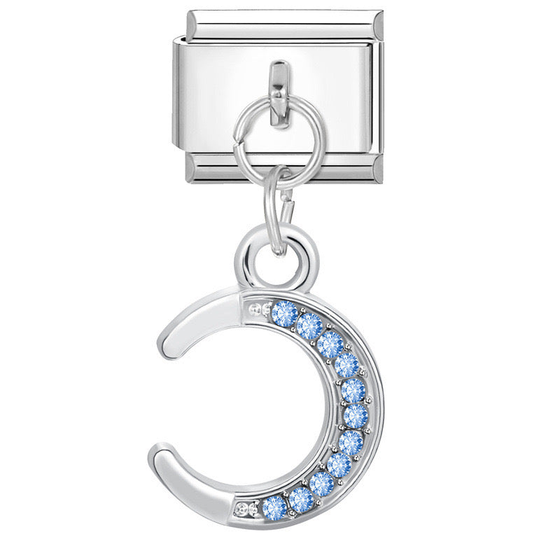 Blue moon pendant italian charm