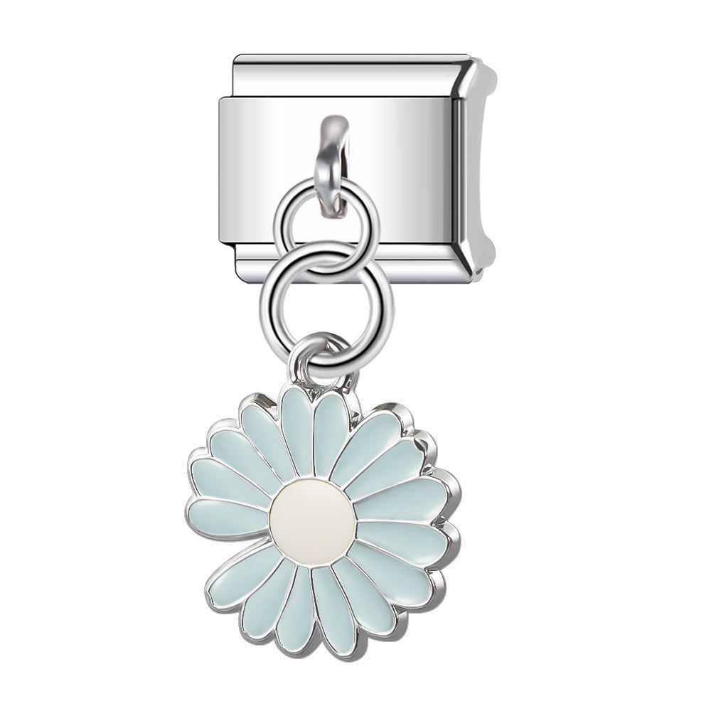 Blue flower pendant italian charm
