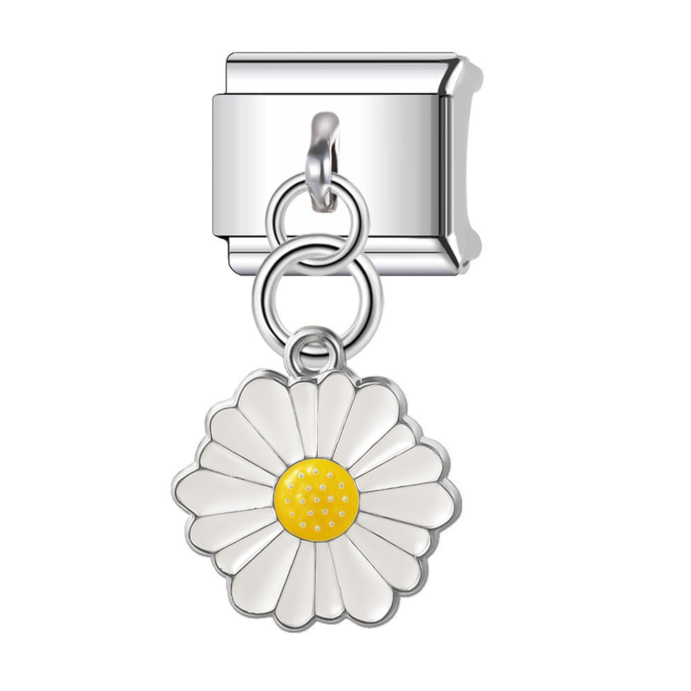 Daisy flower pendant italian charm