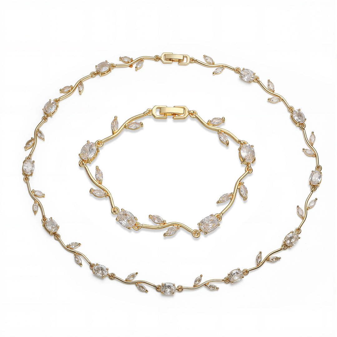 White tulip set ( bracelet + necklace ) - gold ( pre - order )