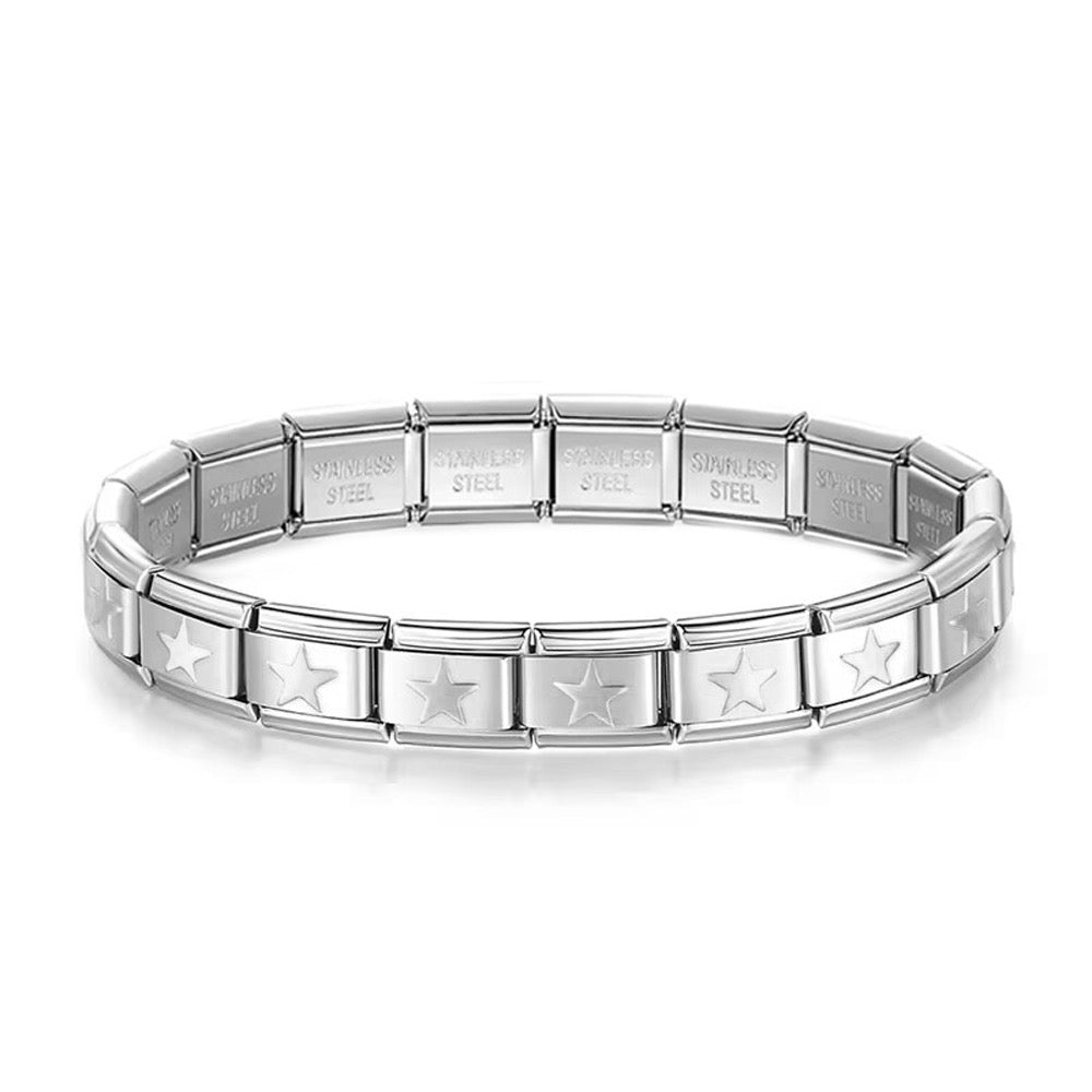 Silver stars italian charm bracelet base
