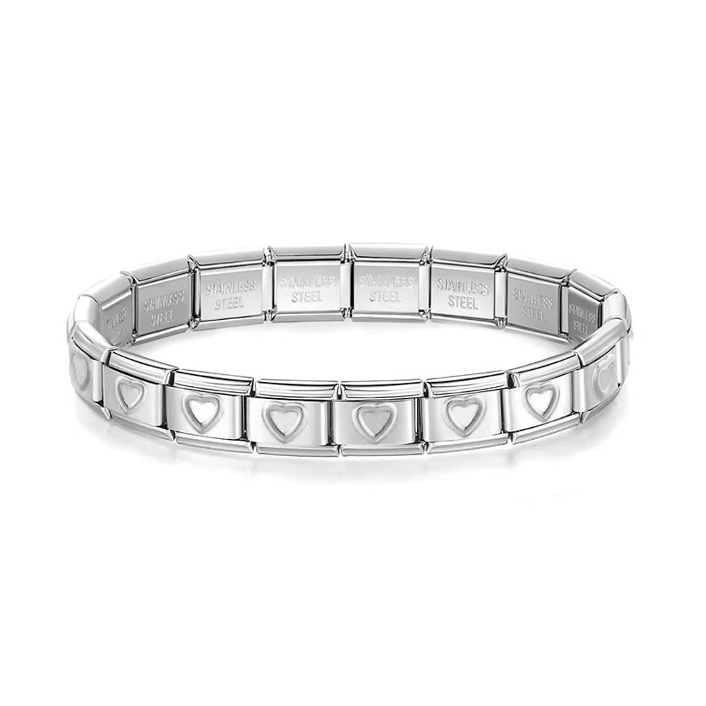 Silver hearts italian charm bracelet base