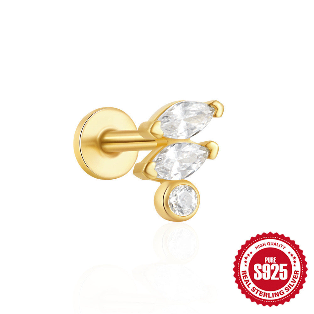 S925 marquise ear stud