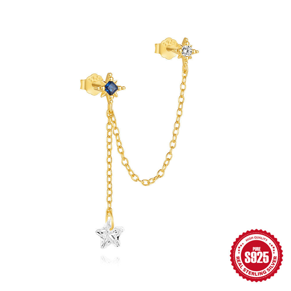 S925 stars linked dangling earring
