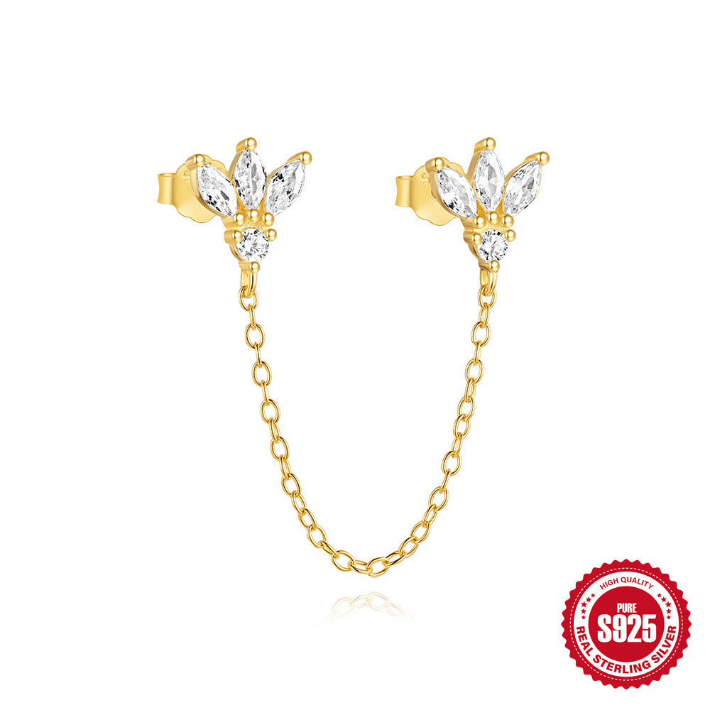 S925 marquise flower linked earring