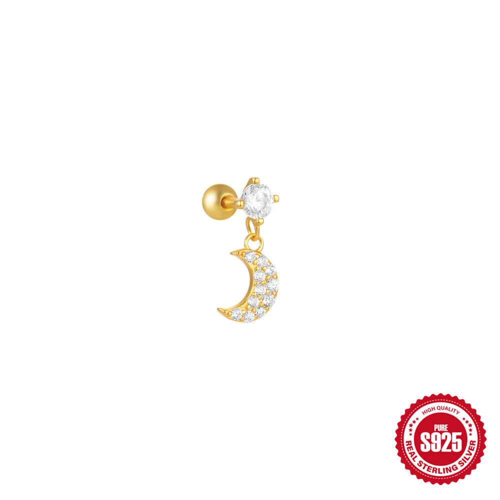 S925 moon drop stud