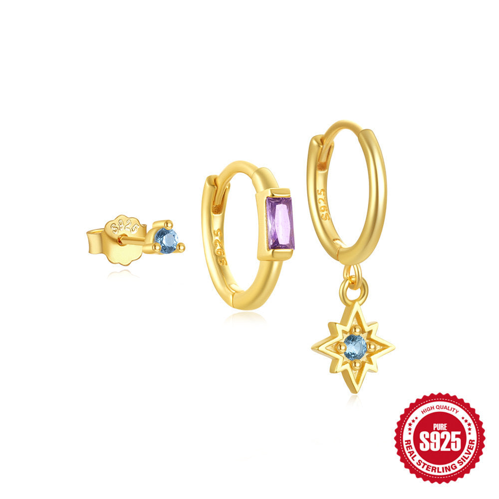 S925 night sky earrings 3 pieces set