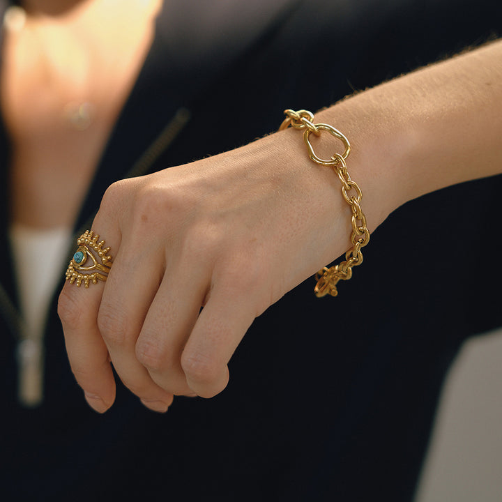 Turquoise eye set of three rings