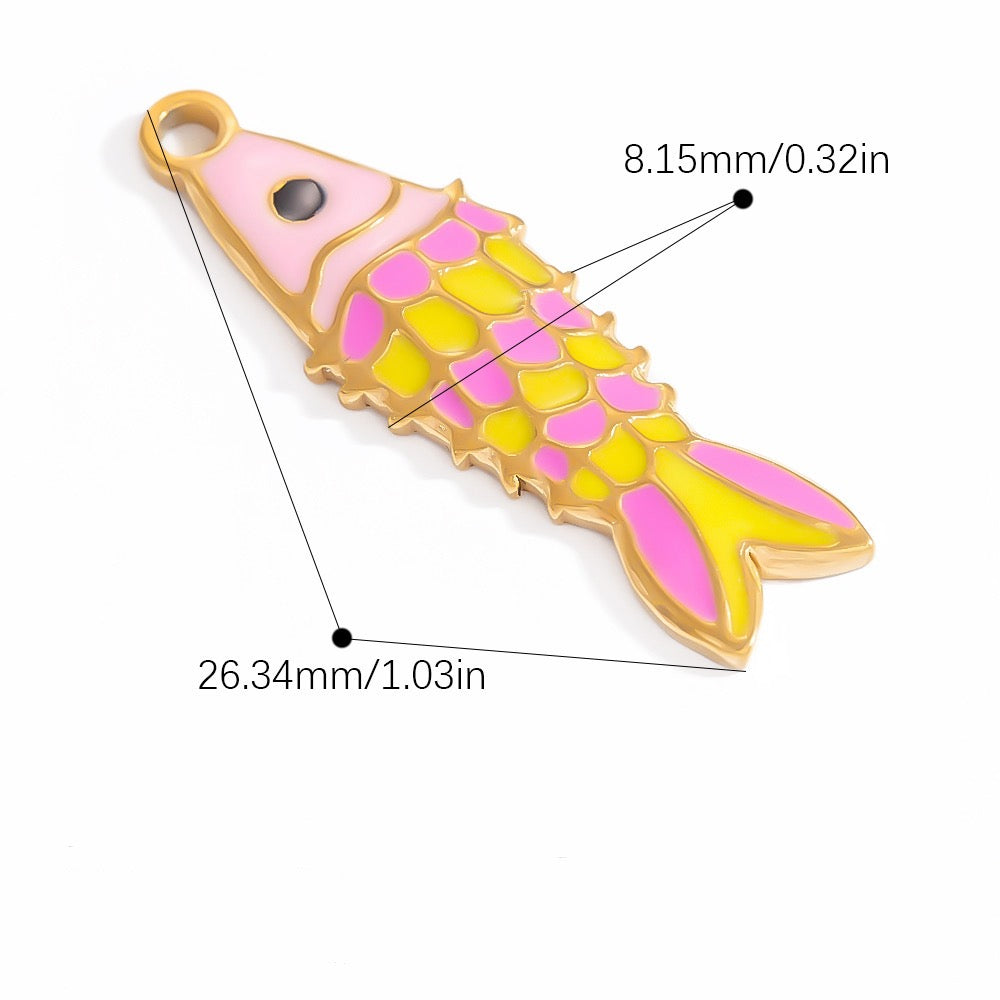 Yellow pink fish charm